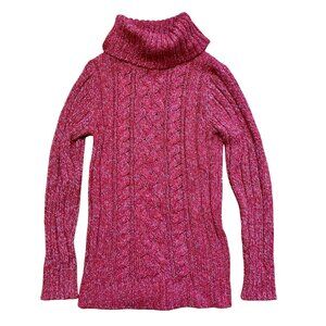 OLD NAVY Textured Speckled Knit Sweater Tunic Cowl Turtleneck Pinks - Size M